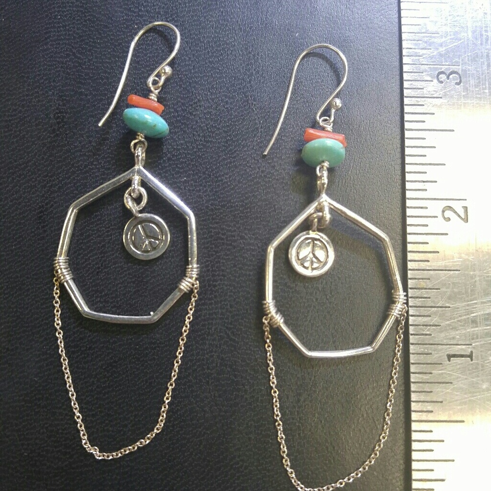 Sterling and gemstone peace sign chandeliers